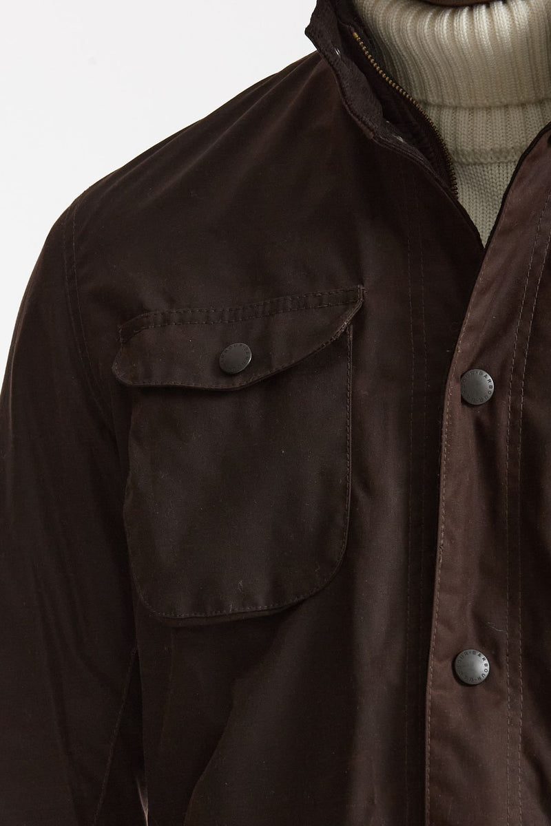 Field jacket OGSTON WAX JACKET in cotone cerato marrone scuro uomo Barbour - 6