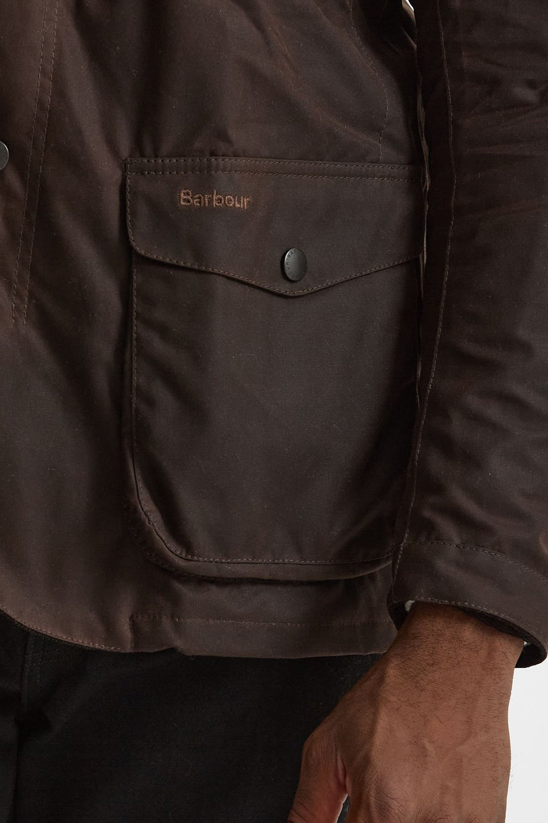 Field jacket OGSTON WAX JACKET in cotone cerato marrone scuro uomo Barbour - 8