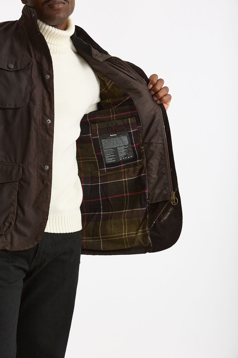 Field jacket OGSTON WAX JACKET in cotone cerato marrone scuro uomo Barbour - 9