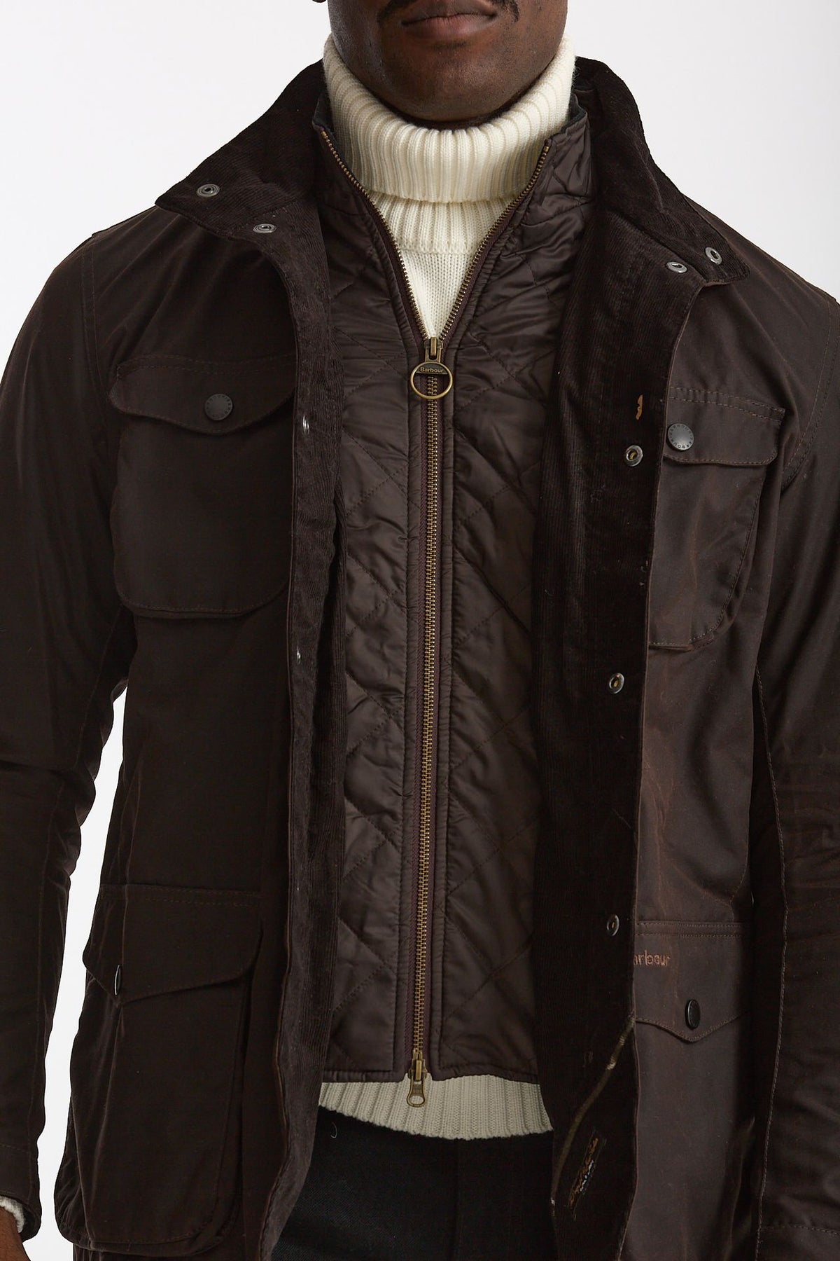 Field jacket OGSTON WAX JACKET in cotone cerato marrone scuro uomo Barbour - 10
