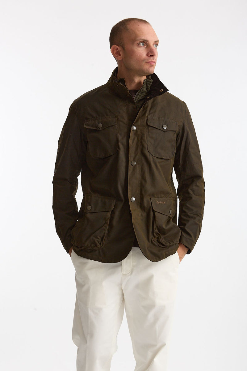 Field jacket OGSTON WAX JACKET in cotone cerato olive uomo Barbour - 6