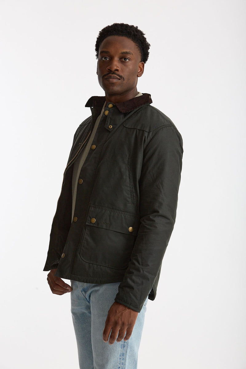 Giubbino REELIN WAX JACKET in cotone cerato sage-verde uomo Barbour - 2