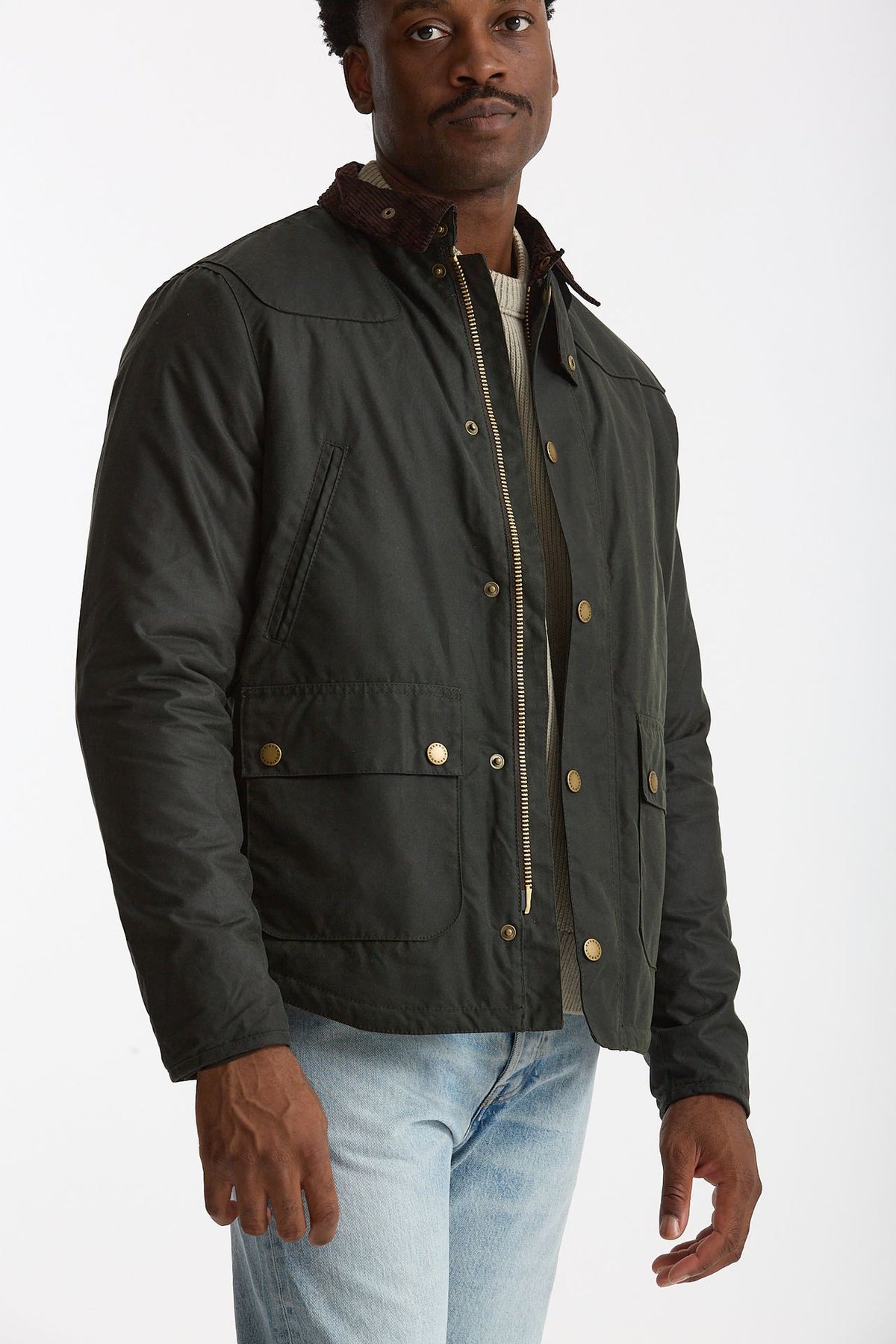 Giubbino REELIN WAX JACKET in cotone cerato sage-verde uomo Barbour - 4