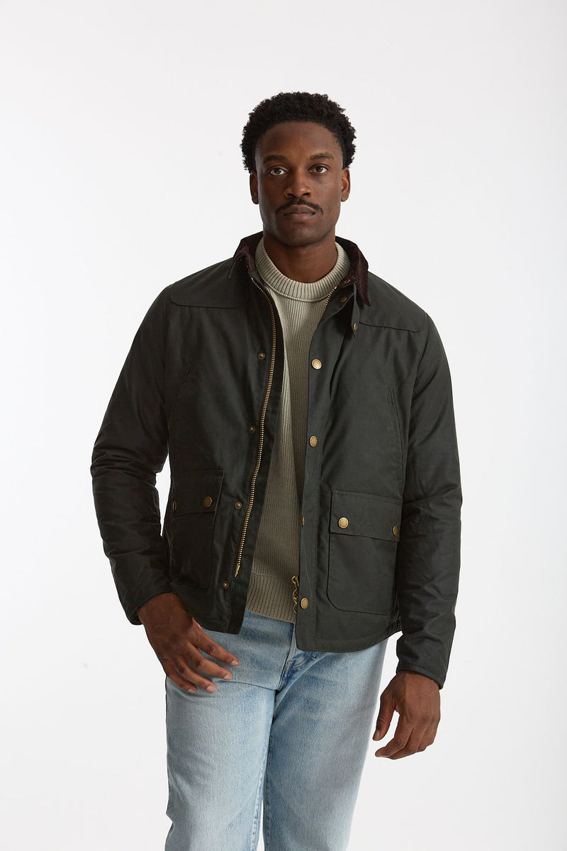 Giubbino REELIN WAX JACKET in cotone cerato sage-verde uomo Barbour - 1