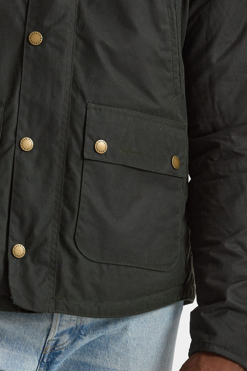 Giubbino REELIN WAX JACKET in cotone cerato sage-verde uomo Barbour - 5