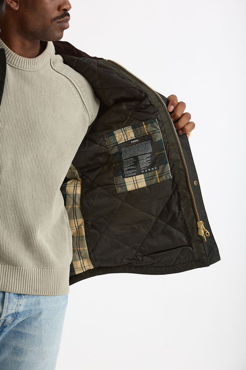 Giubbino REELIN WAX JACKET in cotone cerato sage-verde uomo Barbour - 6