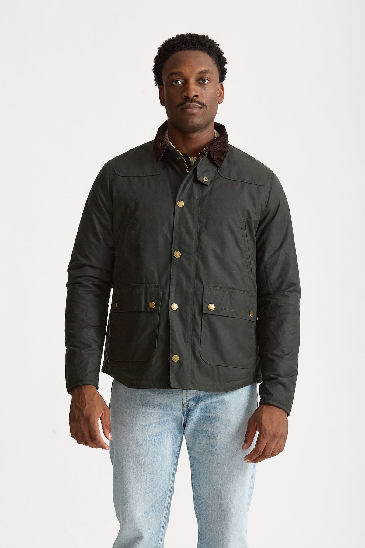 Giubbino REELIN WAX JACKET in cotone cerato sage-verde uomo Barbour - 7