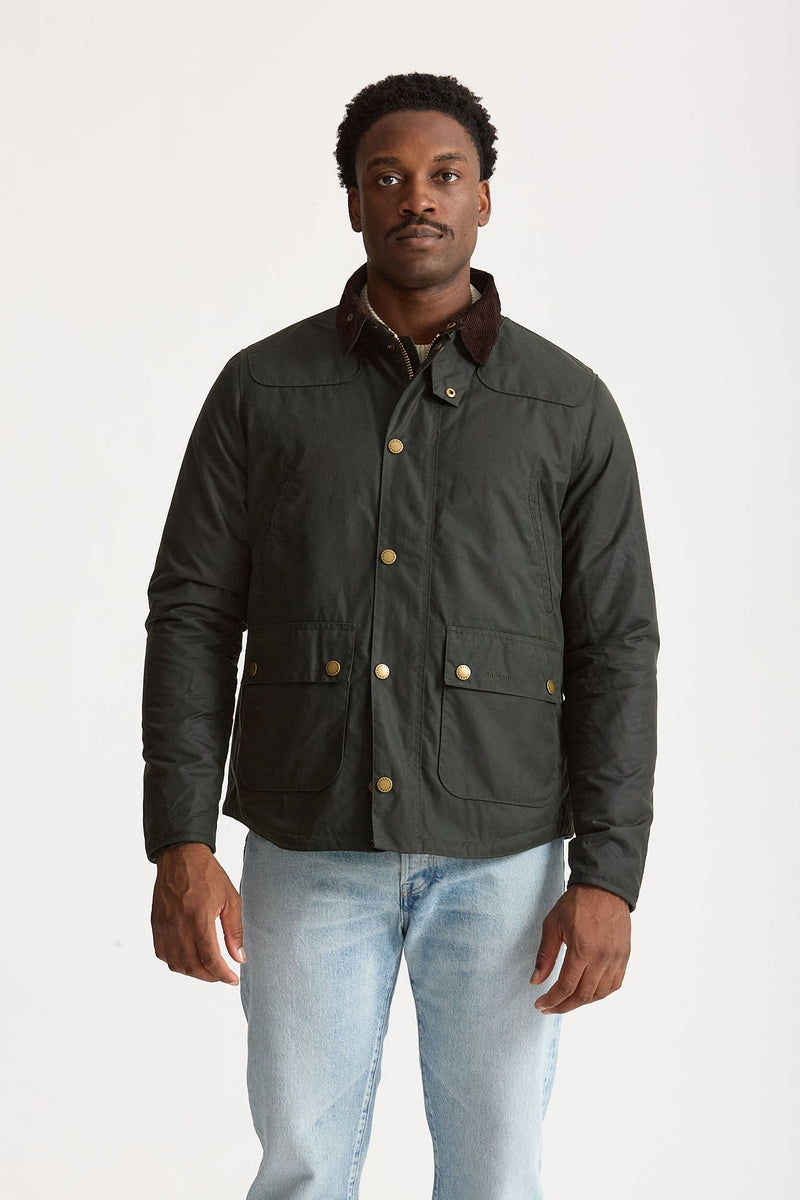 Giubbino REELIN WAX JACKET in cotone cerato sage-verde uomo Barbour - 7
