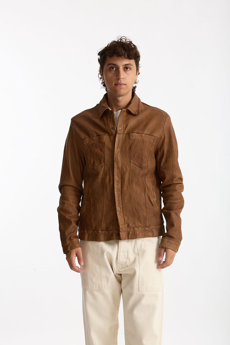 Giubbino in pelle lavata cammello uomo Giorgio brato - 8