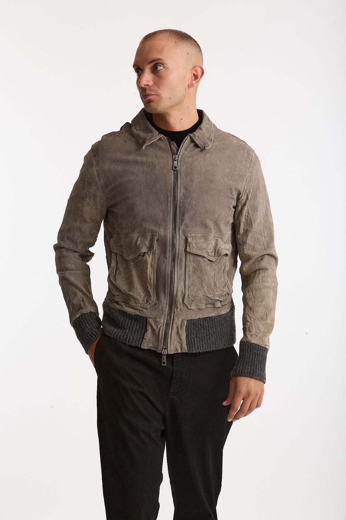 Giubbino in pelle lavata grigio chiaro uomo Giorgio brato - 4
