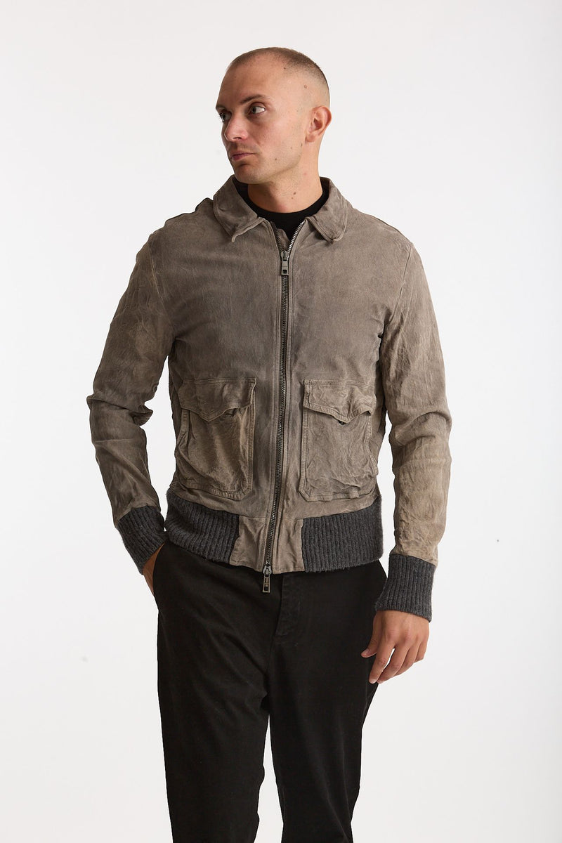 Giubbino in pelle lavata grigio chiaro uomo Giorgio brato - 4