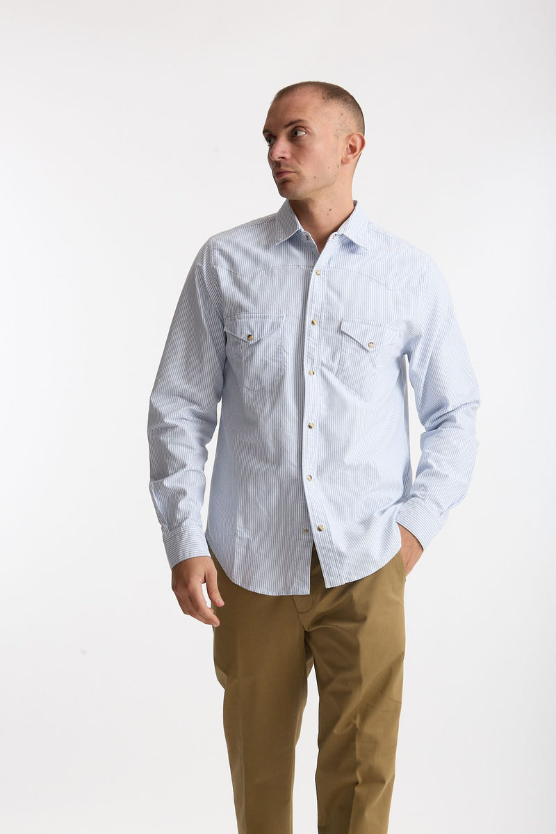 Camicia texana bianco e azzurro uomo Chesapeake's - 1