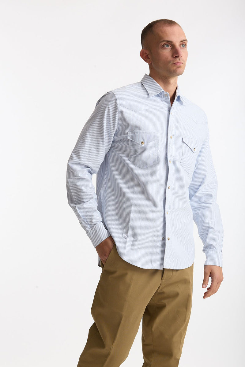 Camicia texana bianco e azzurro uomo Chesapeake's - 4