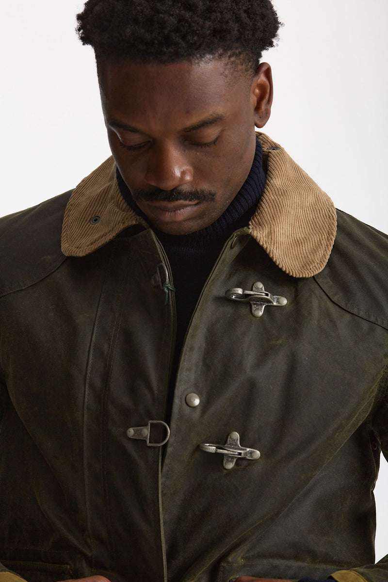 Giubbino fireman BEDFORD WAXED verde uomo Chesapeake's - 5