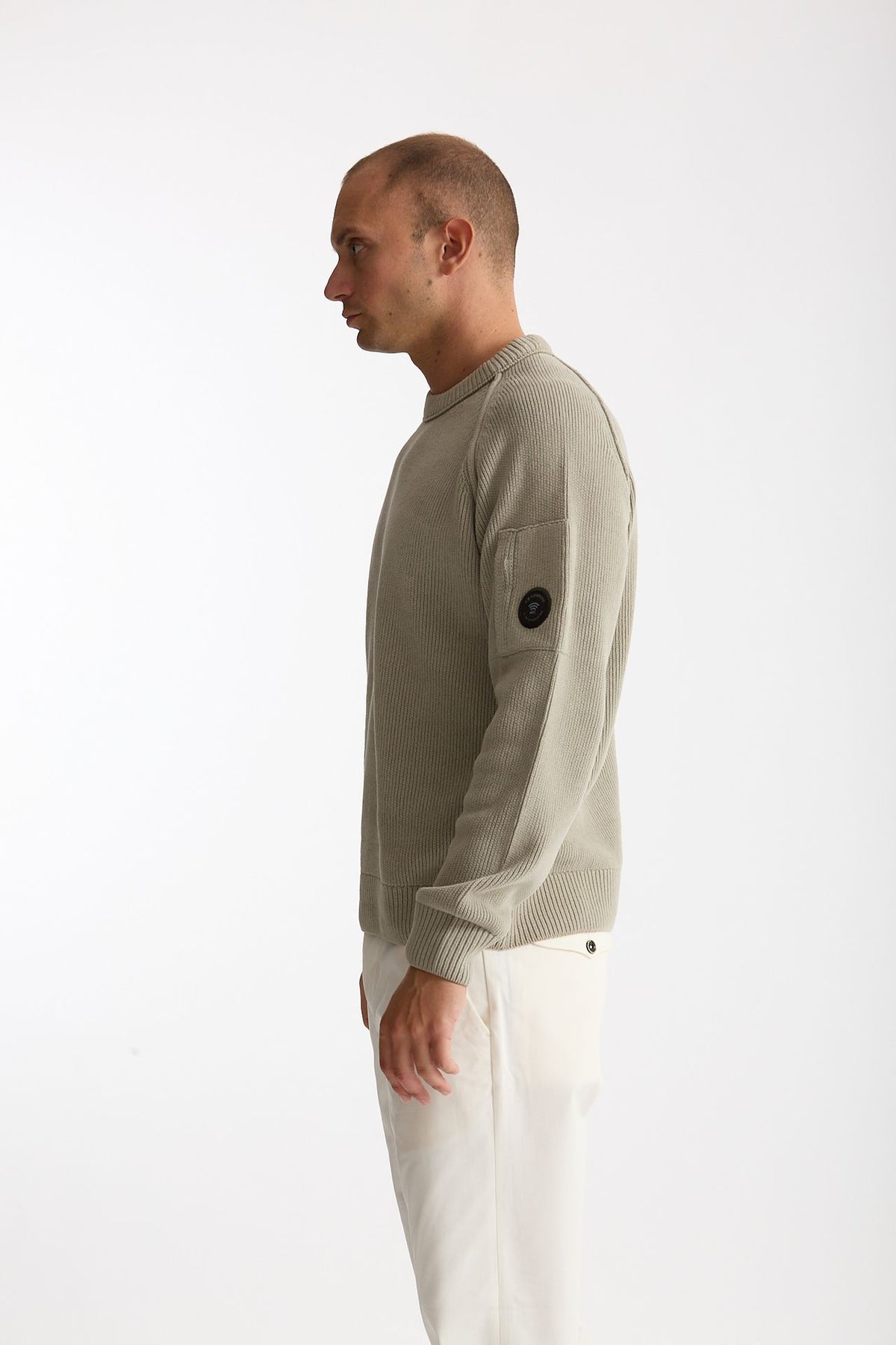 Maglia in ciniglia di cotone grigio chiaro uomo C.p. company - 1