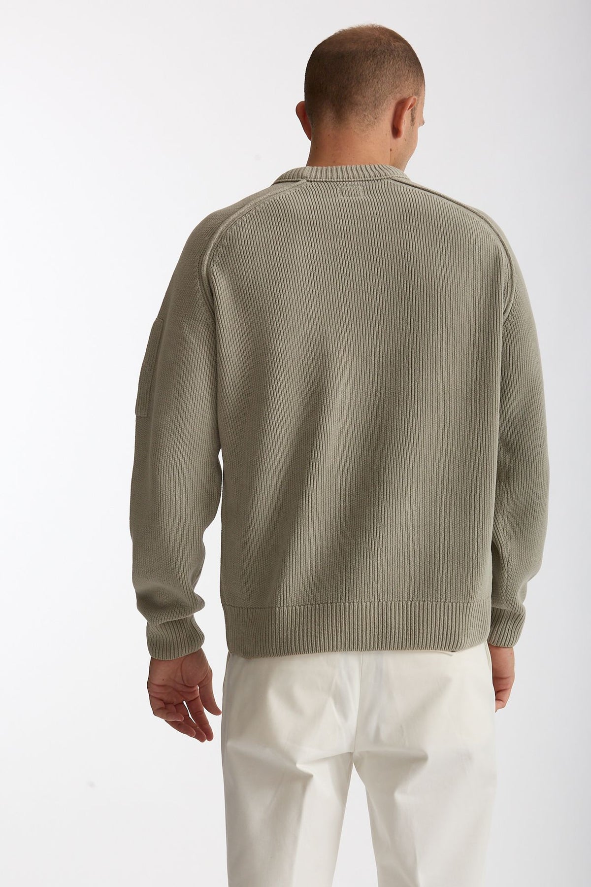 Maglia in ciniglia di cotone grigio chiaro uomo C.p. company - 3