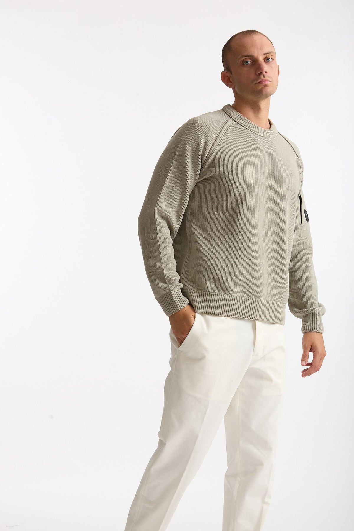 Maglia in ciniglia di cotone grigio chiaro uomo C.p. company - 4