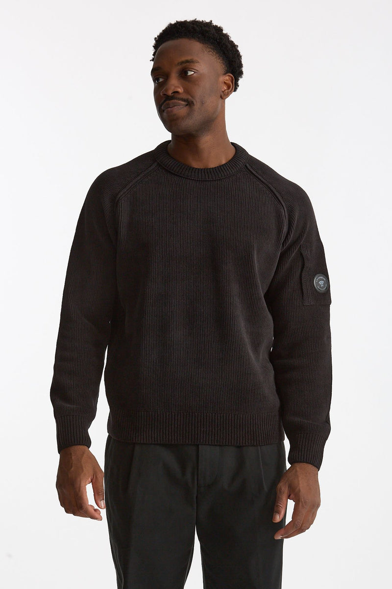 Maglia in ciniglia di cotone nero uomo C.p. company - 2