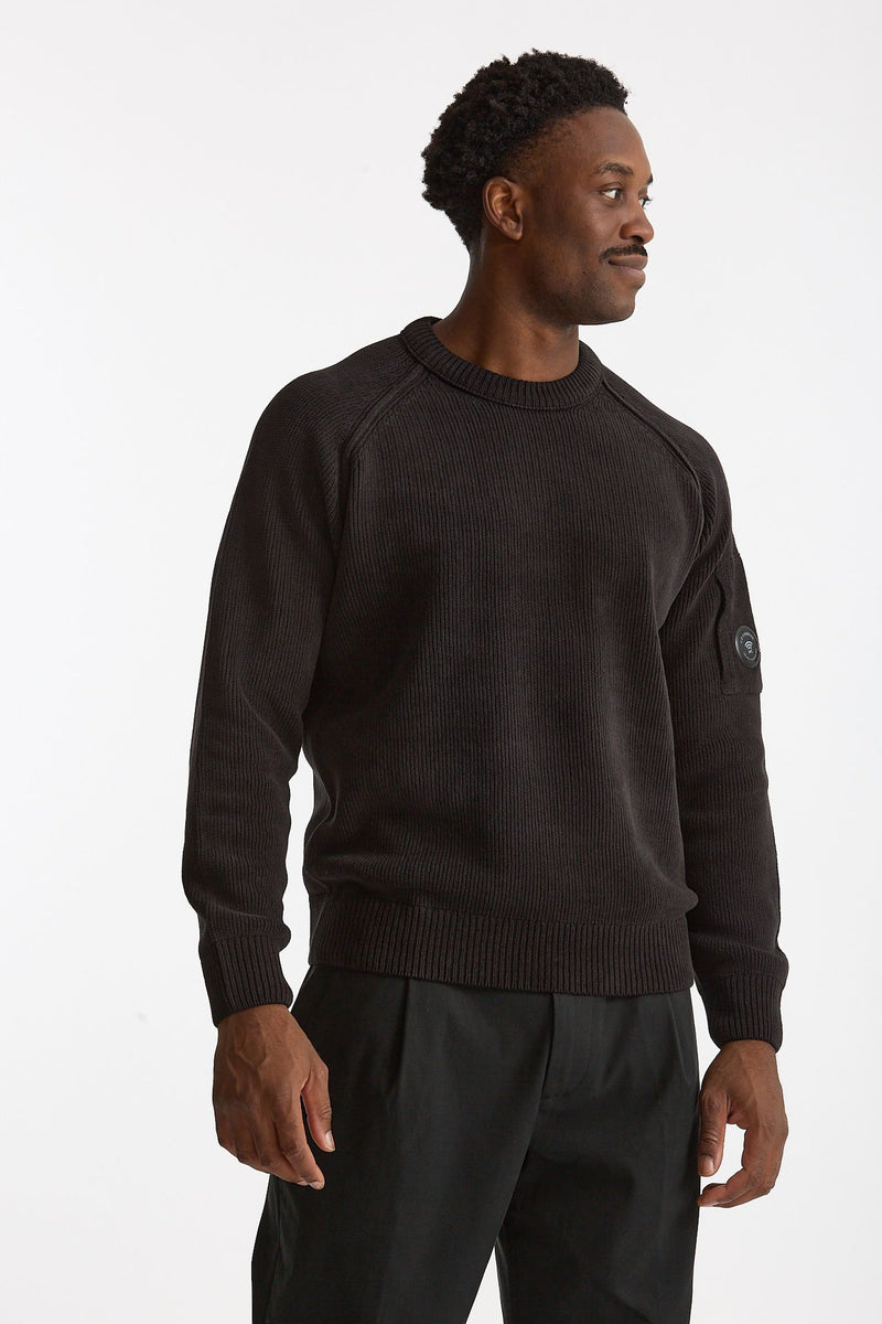Maglia in ciniglia di cotone nero uomo C.p. company - 4