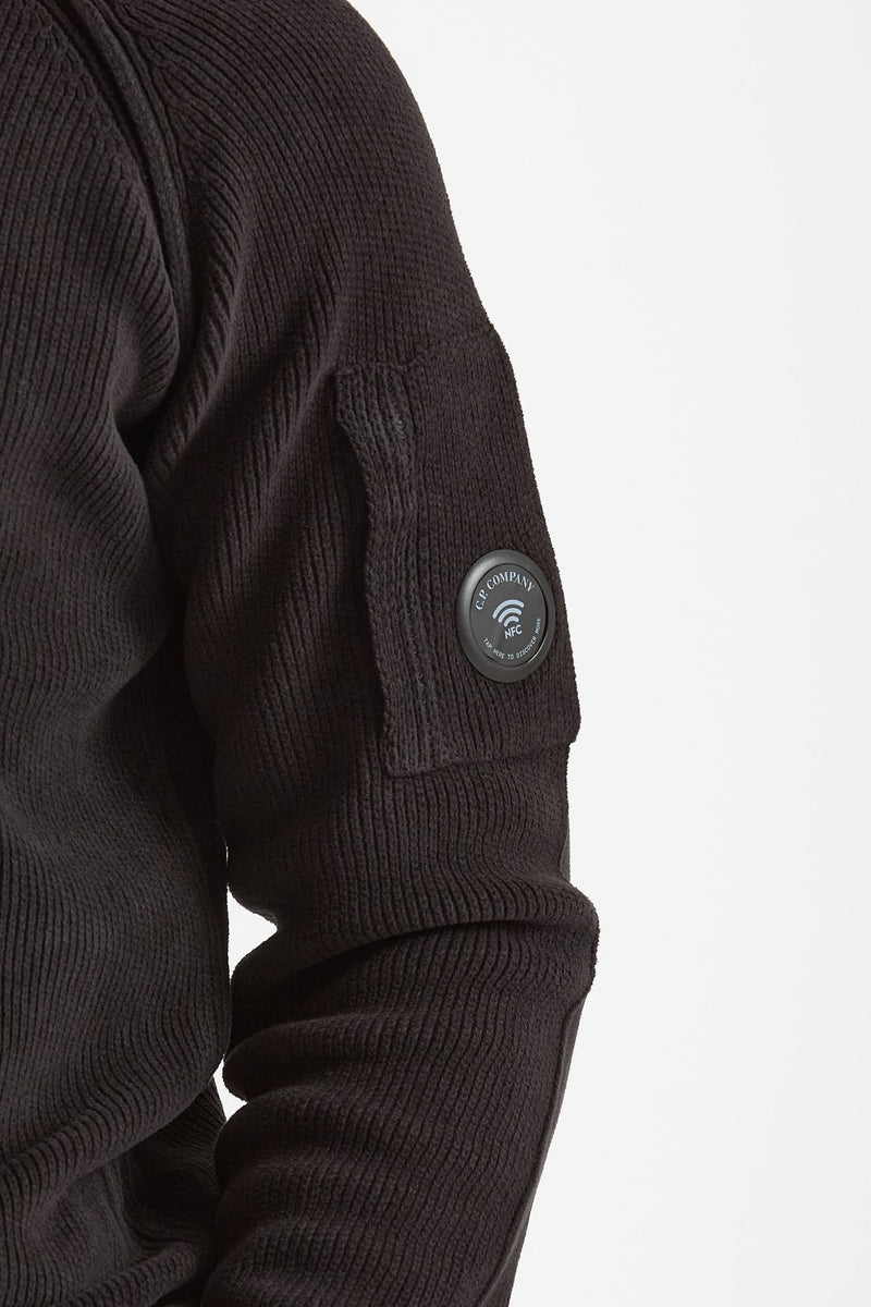 Maglia in ciniglia di cotone nero uomo C.p. company - 5