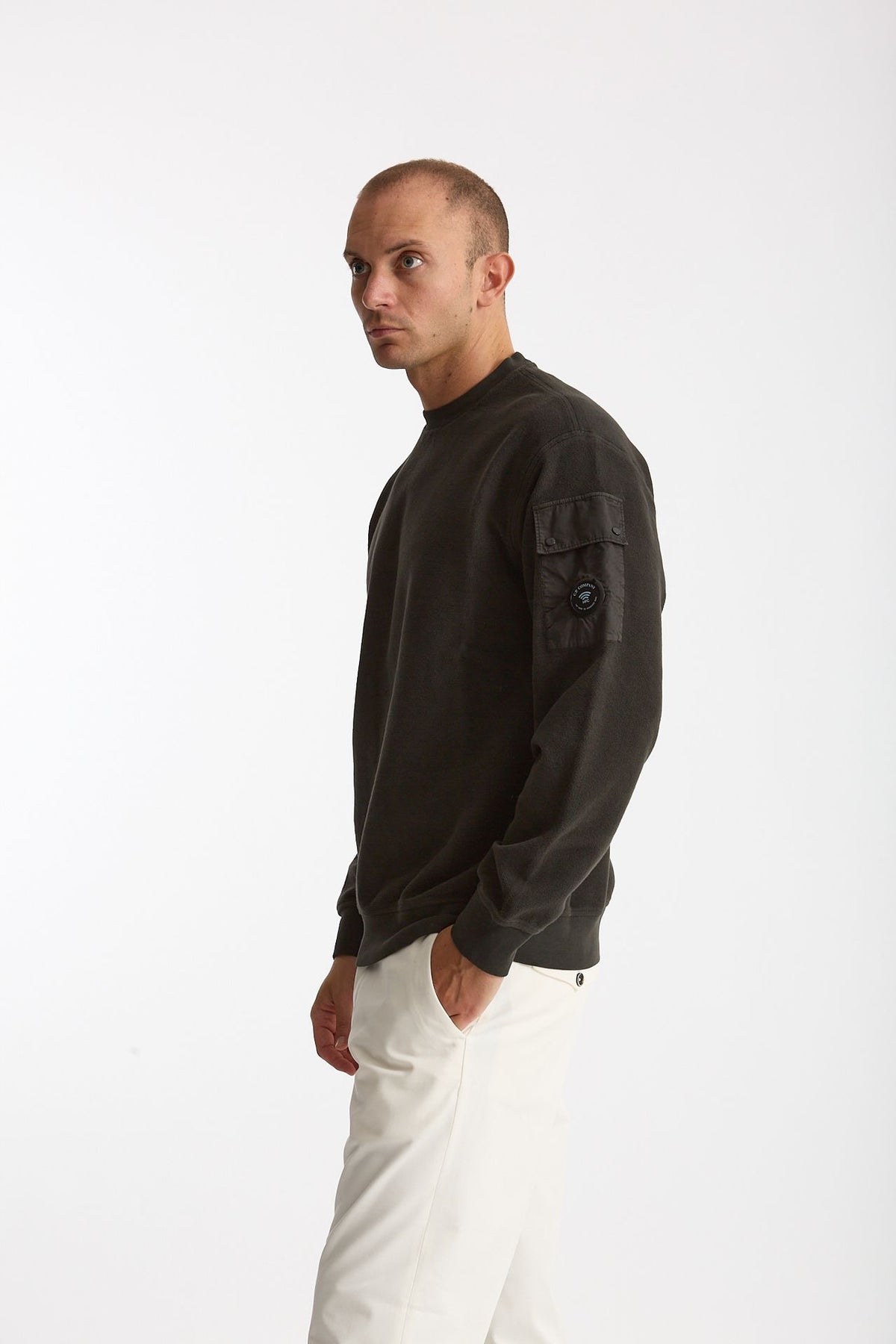 Felpa BRUSHED AND EMERIZED DIAGONAL FLEECE in cotone antracite uomo C.p. company - 1