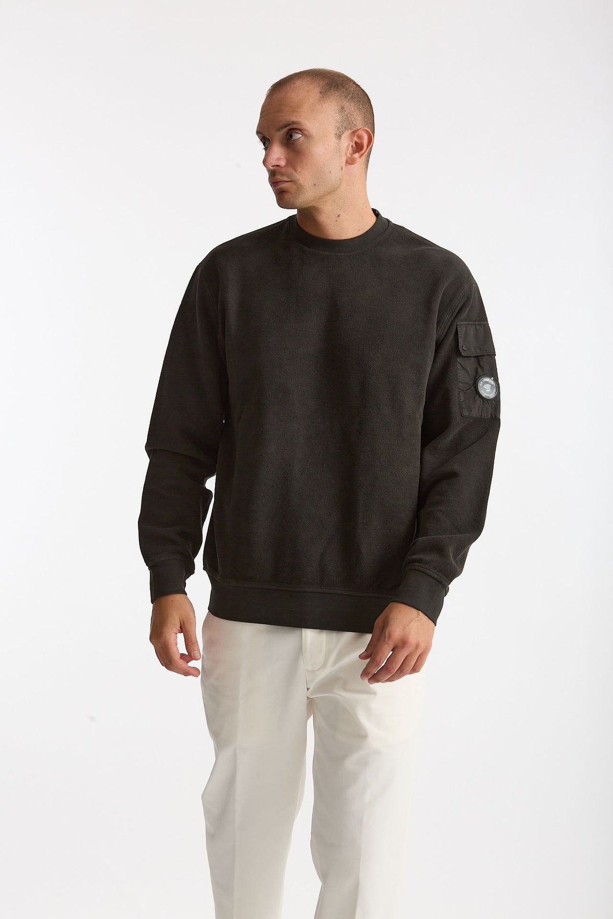 Felpa BRUSHED AND EMERIZED DIAGONAL FLEECE in cotone antracite uomo C.p. company - 3