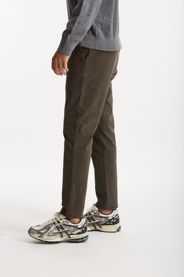Pantalone PRINCE in cotone stretch lavato marrone uomo Department five
