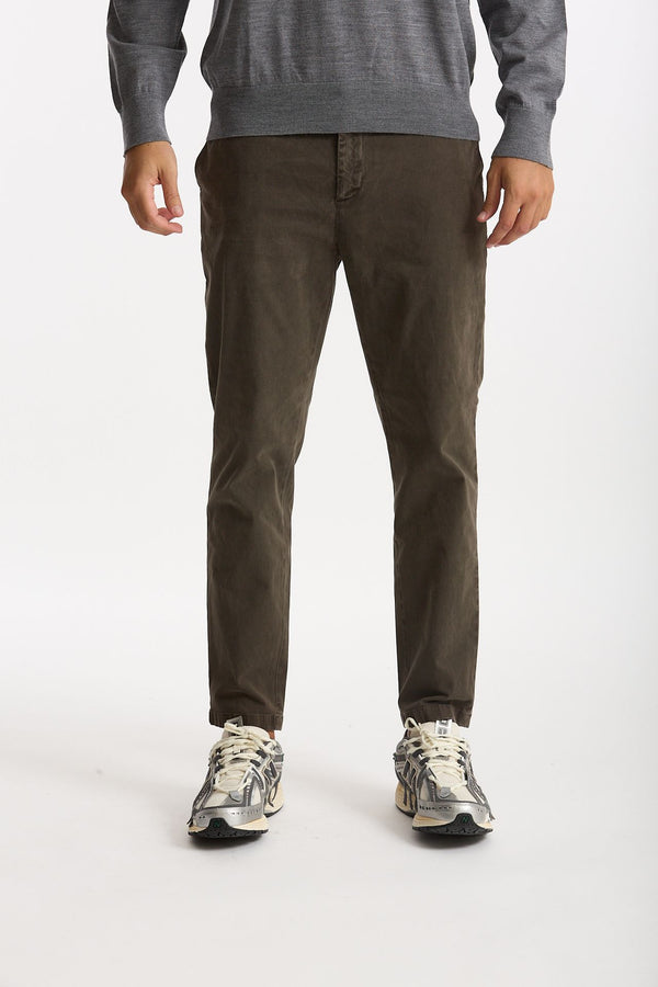 Pantalone PRINCE in cotone stretch lavato marrone uomo Department five