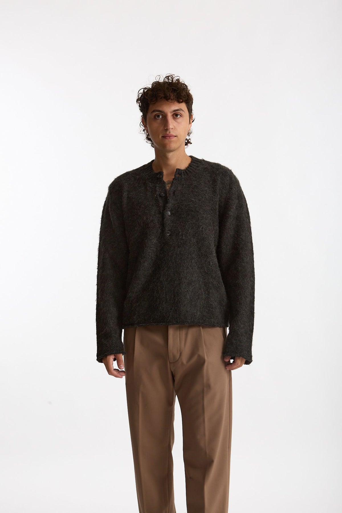 Maglia Serafino grigio antracite uomo Diana studio - 3