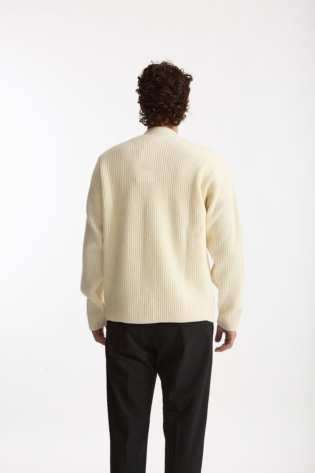 Cardigan in lana panna uomo Diana studio - 4