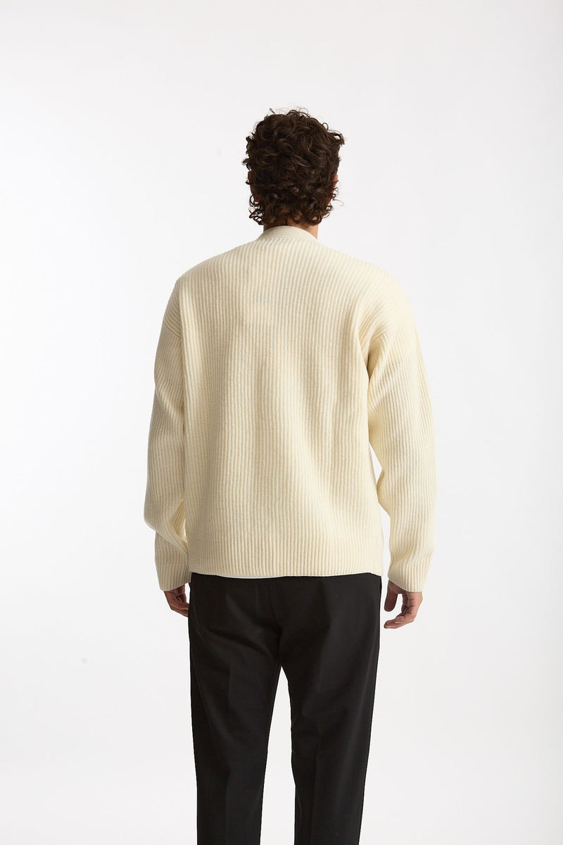Cardigan in lana panna uomo Diana studio - 4
