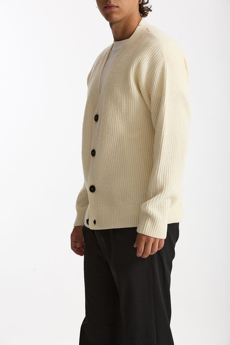 Cardigan in lana panna uomo Diana studio - 5