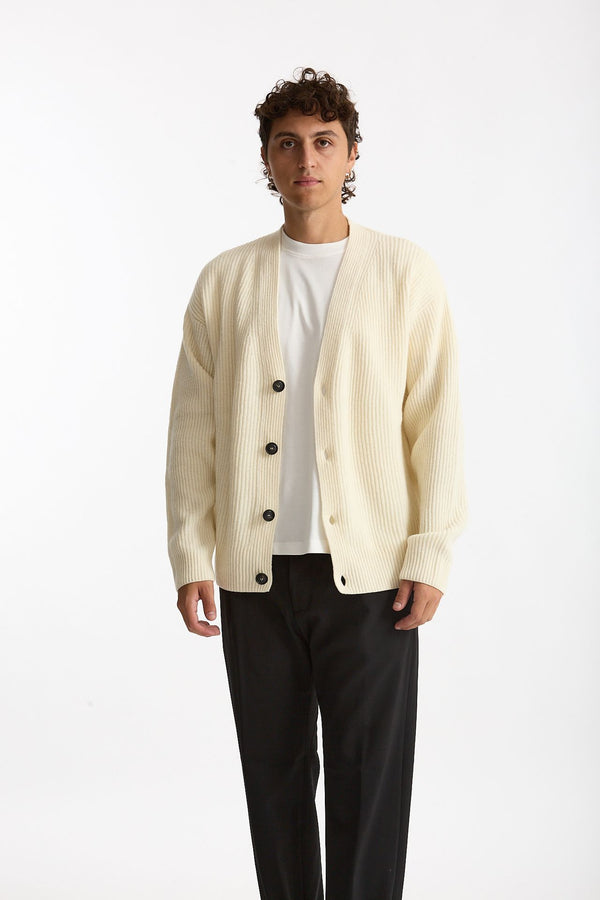 Cardigan in lana panna uomo Diana studio