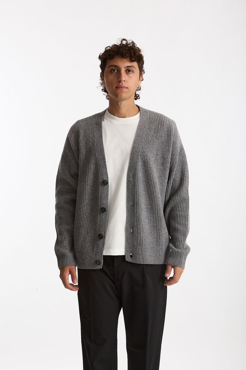 Cardigan in lana grigio uomo Diana studio - 2