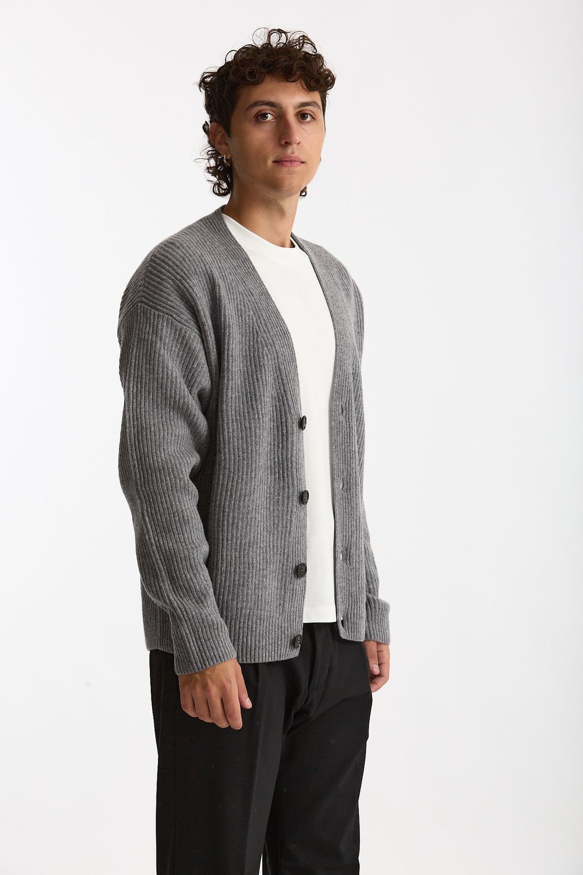 Cardigan in lana grigio uomo Diana studio - 3