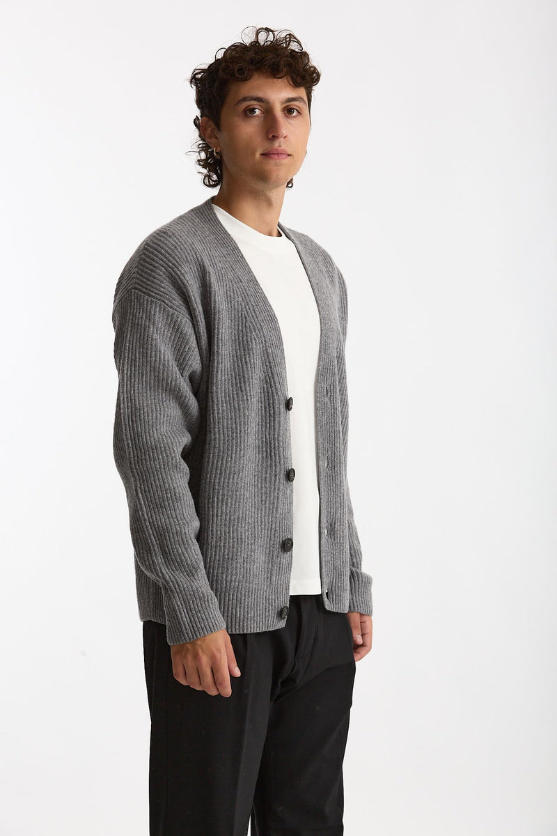 Cardigan in lana grigio uomo Diana studio - 3