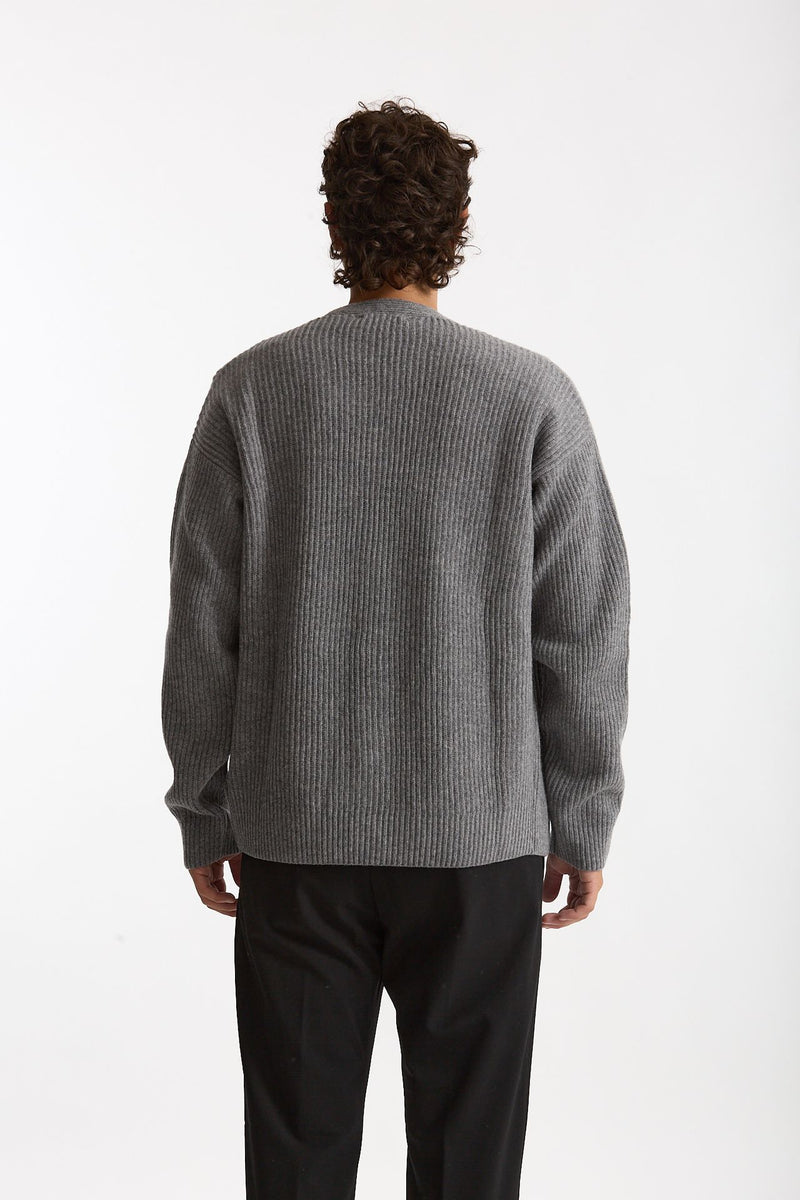 Cardigan in lana grigio uomo Diana studio - 4