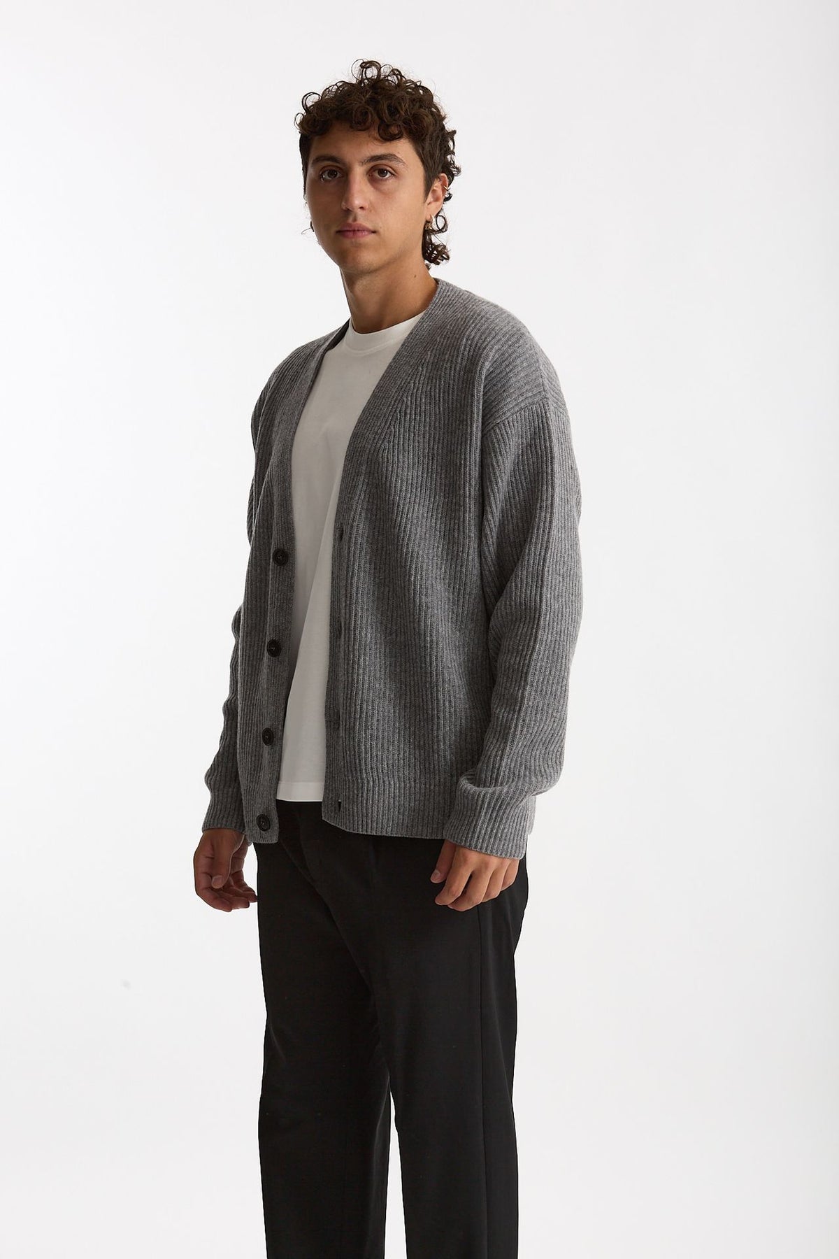 Cardigan in lana grigio uomo Diana studio - 1