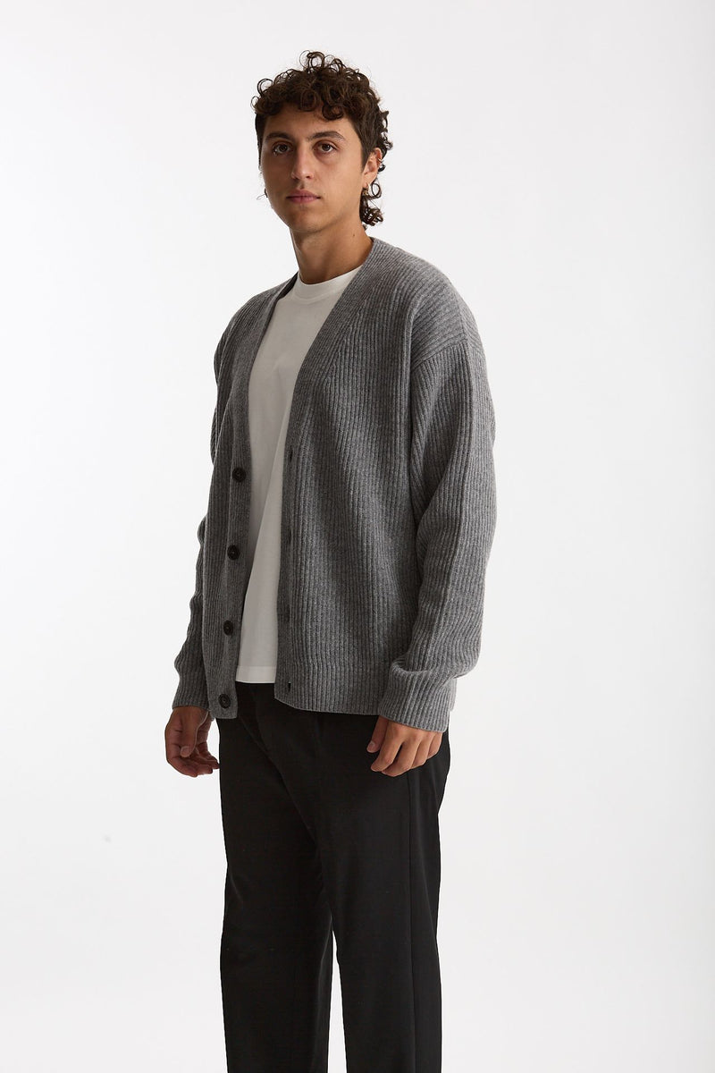 Cardigan in lana grigio uomo Diana studio - 1