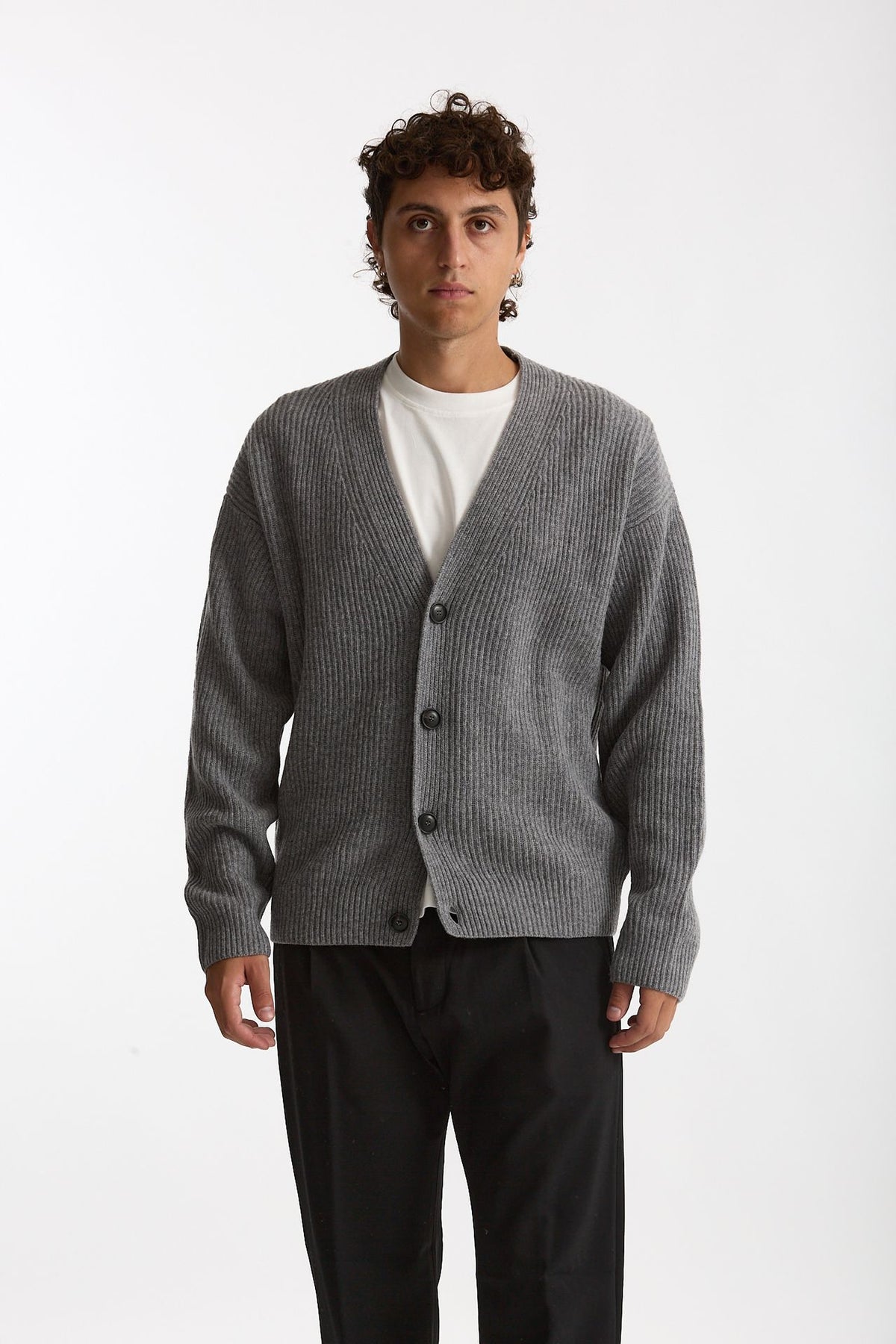 Cardigan in lana grigio uomo Diana studio - 5