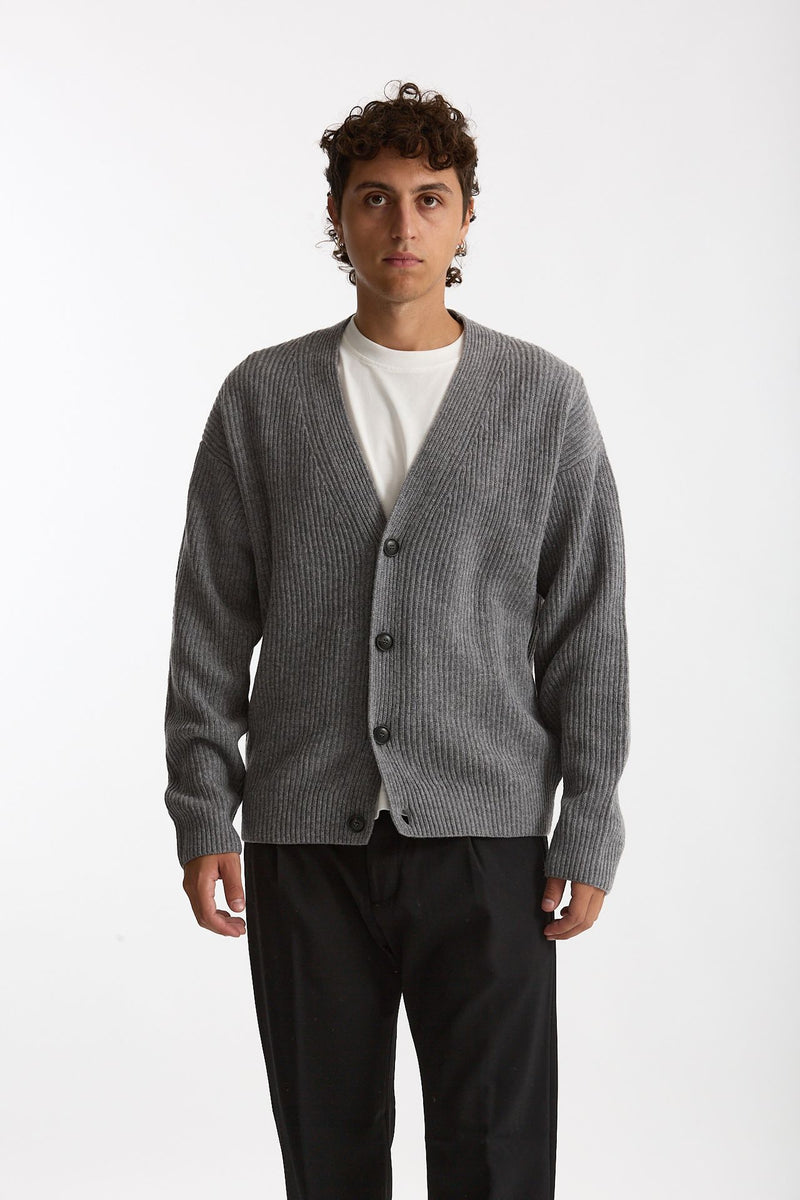 Cardigan in lana grigio uomo Diana studio - 5