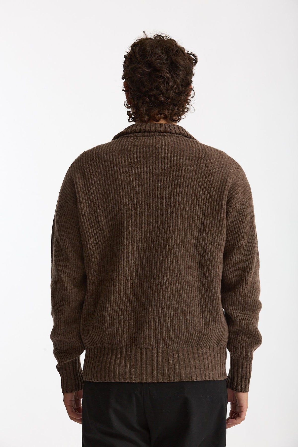 Maglia Mezza zip in lana marrone uomo Diana studio - 4