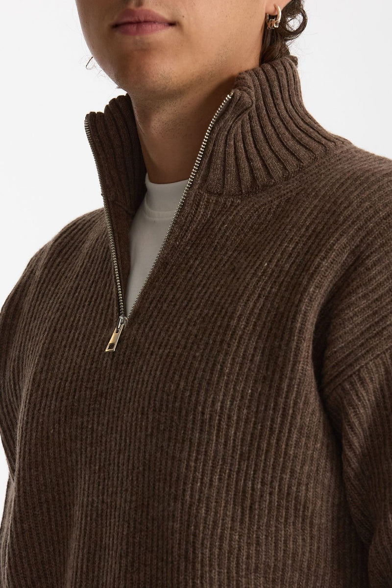 Maglia Mezza zip in lana marrone uomo Diana studio - 2