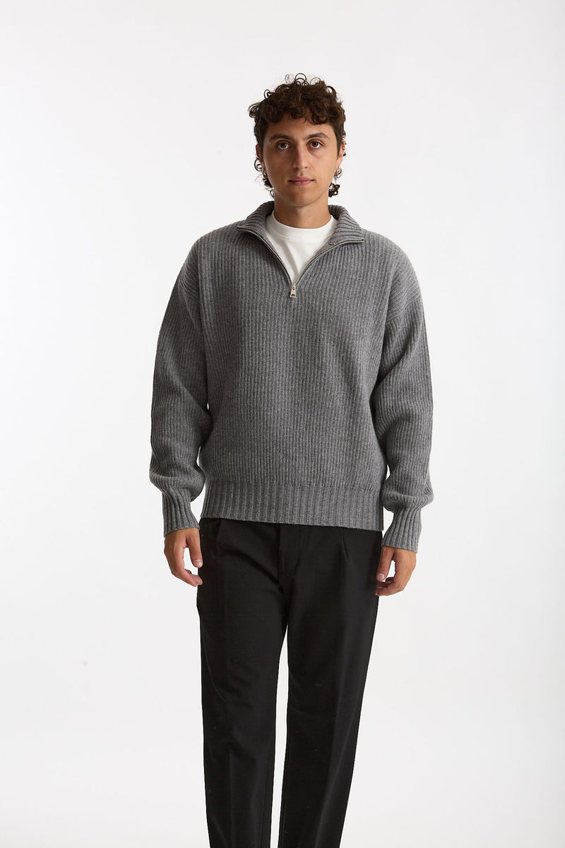 Maglia Mezza zip in lana grigio uomo Diana studio - 2