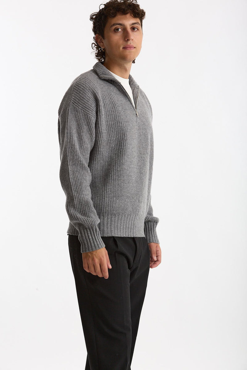 Maglia Mezza zip in lana grigio uomo Diana studio - 4
