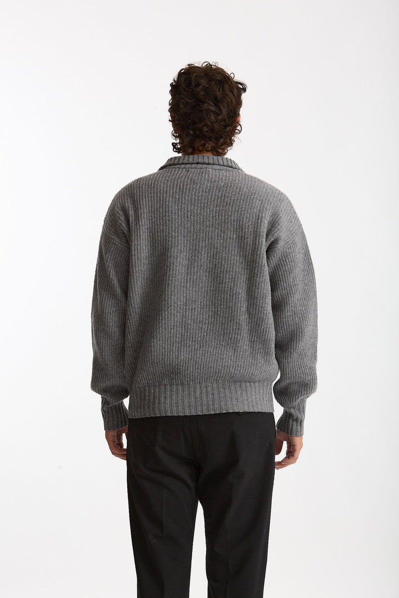 Maglia Mezza zip in lana grigio uomo Diana studio - 5