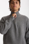 Maglia Mezza zip in lana grigio uomo Diana studio - 6