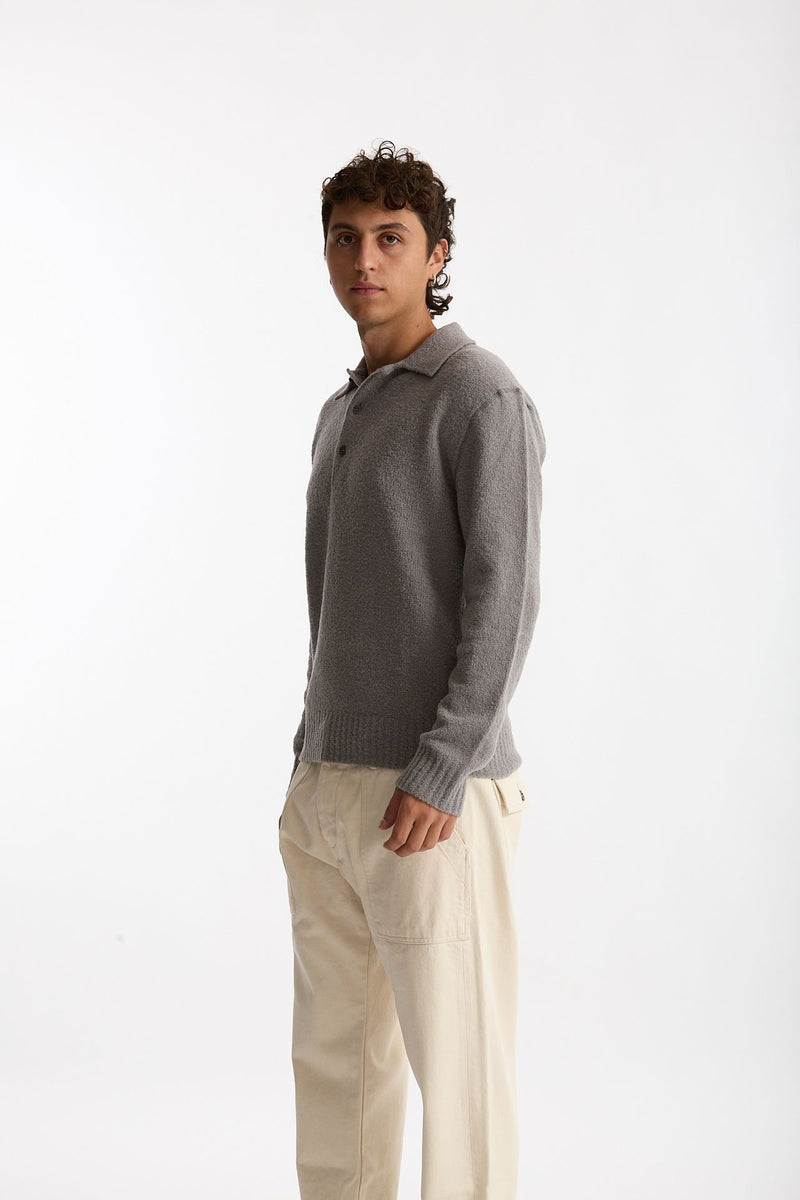 Polo in lana boucle’ grigio uomo Diana studio - 5