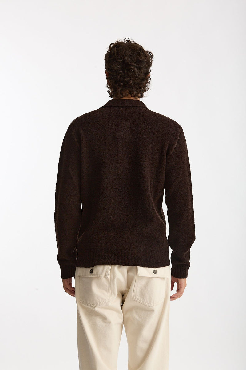 Polo in lana boucle’ marrone uomo Diana studio - 4