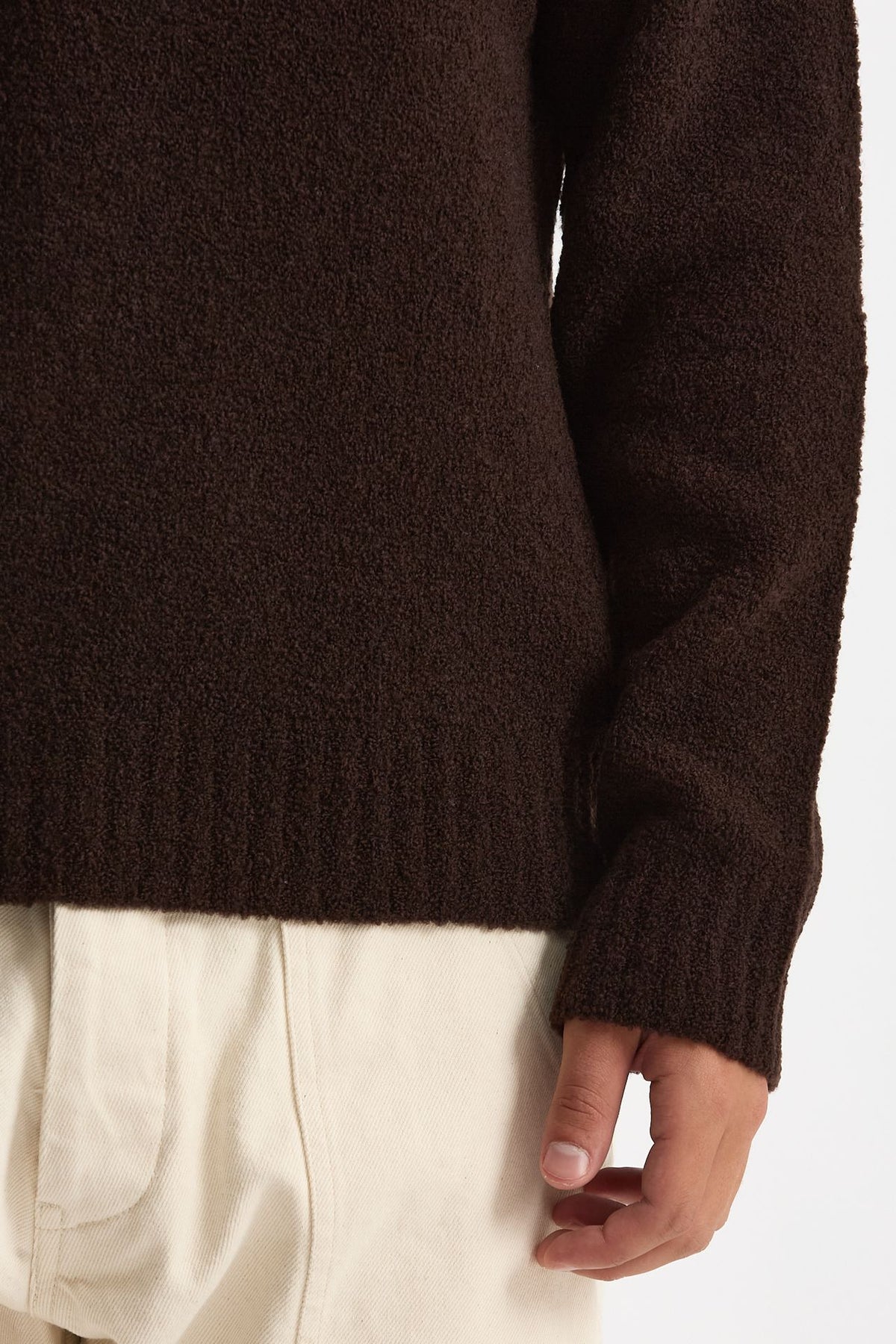 Polo in lana boucle’ marrone uomo Diana studio - 6